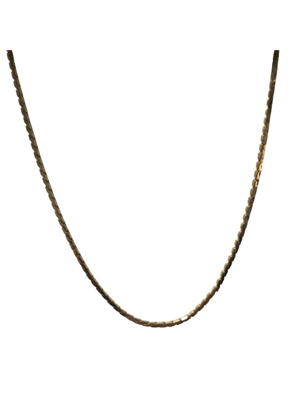 Vintage Napier Gold Tone Diamond Cut Flat Chain Necklace Minimalist Retro Women